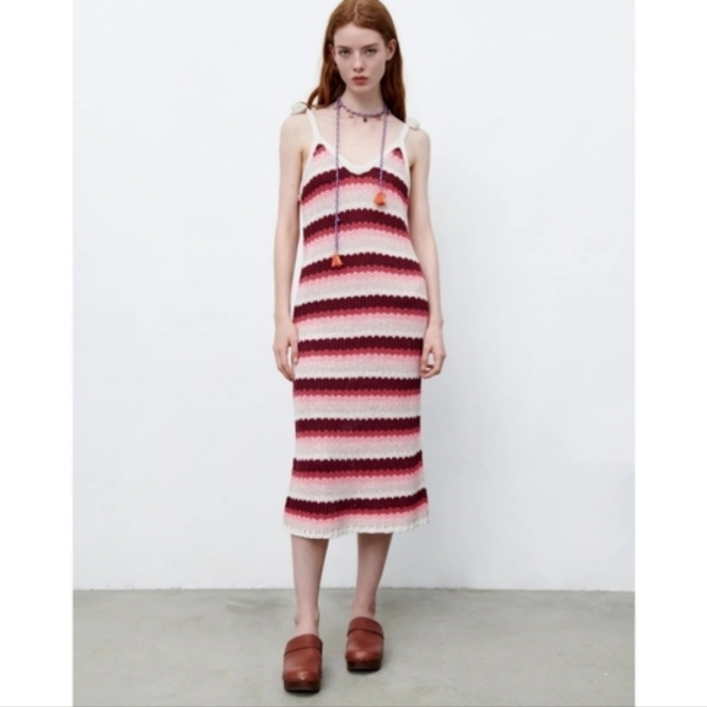 ZARA NWTs Limited Edition Striped Knit Midi Dress